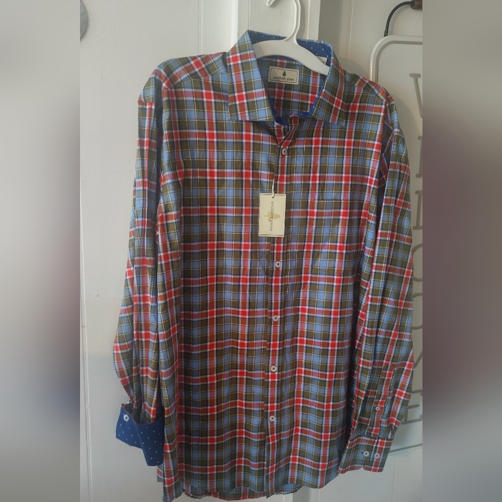 Southern pines Men's long sleeve button down Men's shirt XL NWT